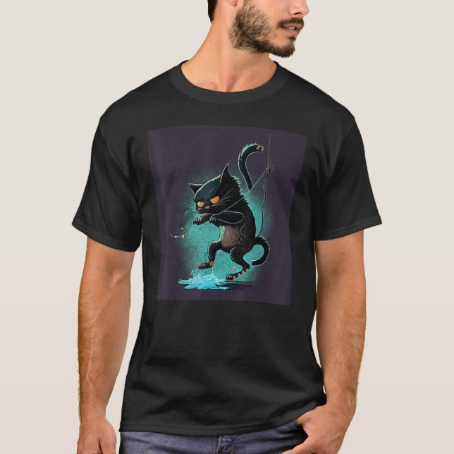 T-shirt Chat noir Pêche Danser Danse 1 (Devant)