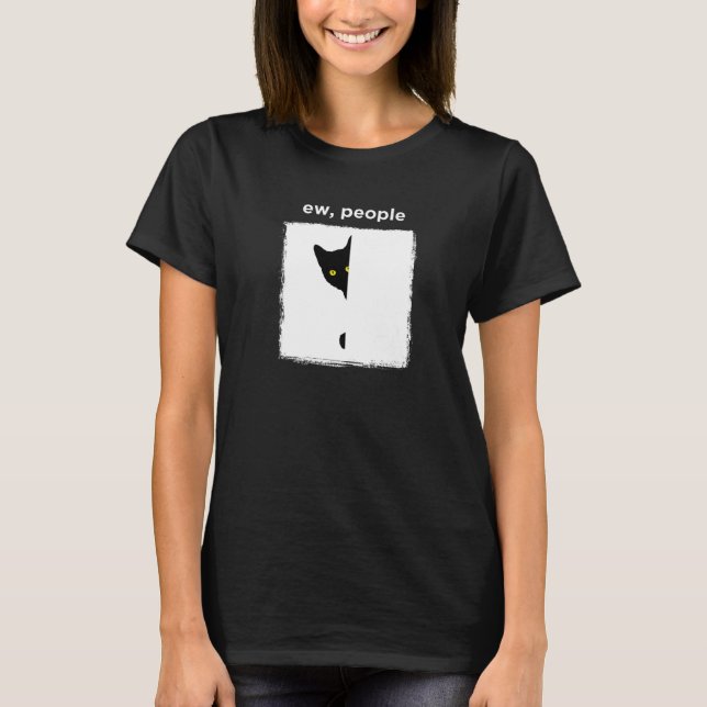 T-shirt Chat Noir Personne Antisociale Introverti Timide (Devant)