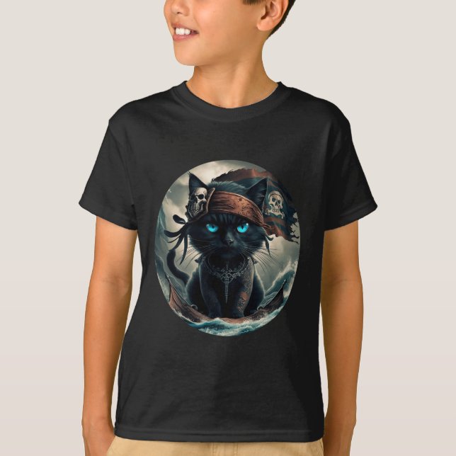 T-shirt Chat noir pirate (Devant)
