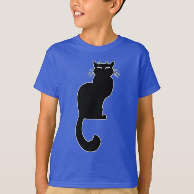 T-shirt Chat Noir pour enfant Chat biologique Tee  (Devant)