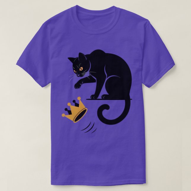 T-shirt Chat Noir Renverse la Couronne (Design devant)
