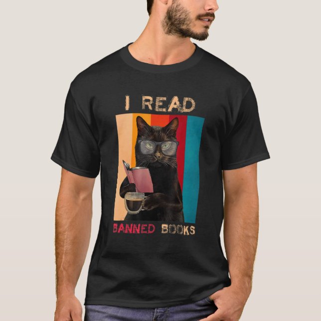 T-shirt Chat noir rétro I Livre rouge interdit (Devant)