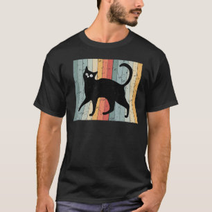 T-shirt Chat noir rétro sur le clavier du piano Pianiste M