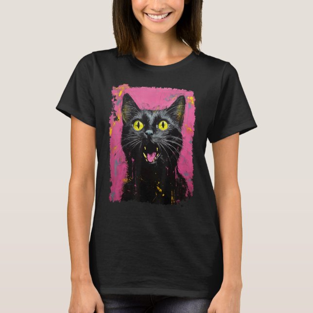 T-shirt Chat noir rose (Devant)