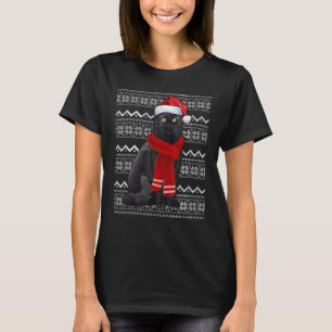 T-shirt Chat noir Santa Hat UGLY Pajama Cat