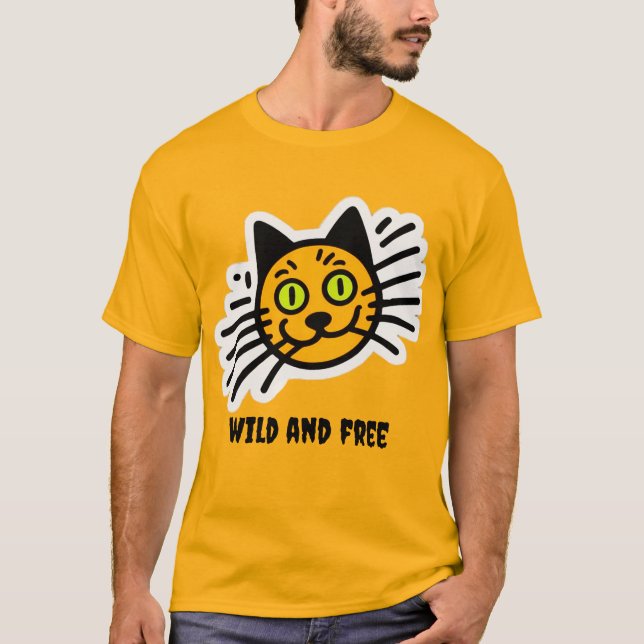 T-shirt Chat noir sauvage et gratuit (Devant)