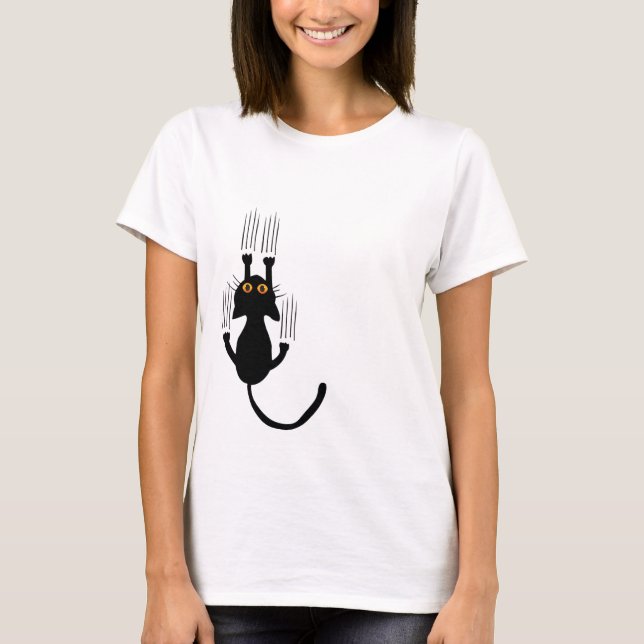 T-shirt Chat noir se tenant sur (Devant)