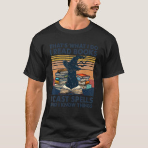 T-shirt Chat noir sorcellerie C'est ce que je fais Je lis
