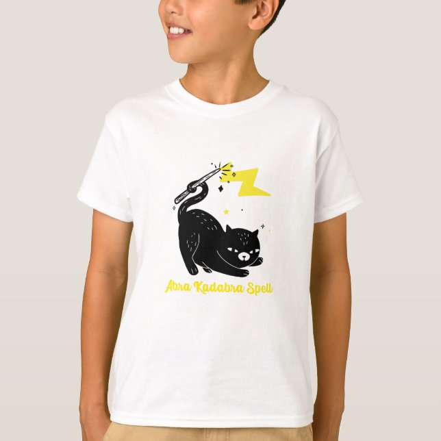 T-shirt Chat noir sorcier - Sort Abra Kadabra (Devant)