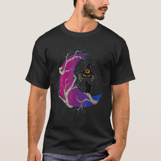 T-shirt Chat noir sorcière & drapeau de bisexualité de Lun
