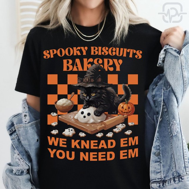 T-shirt Chat noir sorcière fantôme Cookie Baking Halloween (Halloween Black Cat Witch Ghost Cookie Baking T-Shirt)