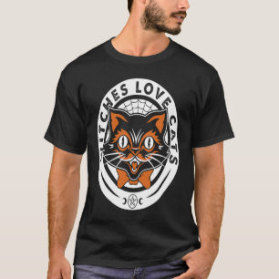 T-shirt Chat noir Sorcière Halloween Goth Graphique