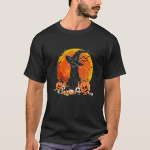 T-shirt Chat noir Sorcière Pleine Lune Vintage Halloween H