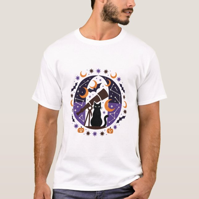 T-shirt Chat noir Stargazer Nuit d'Halloween (Devant)