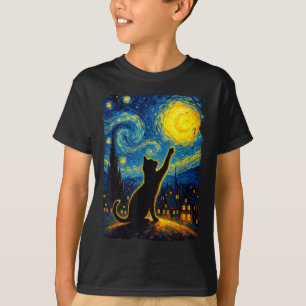 T-shirt Chat noir Starry Nuit Van Gogh Chat, Maman de chat