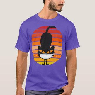 T-shirt Chat Noir Sunset Retro avec masque facial Joyeux C