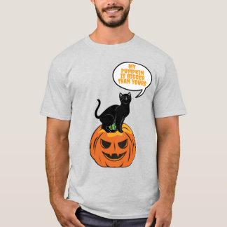 T-shirt chat noir sur citrouille, Halloween