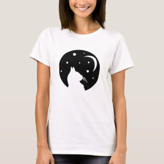 T-shirt Chat Noir Sur Croissant De Lune Halloween Art Céle