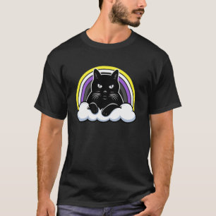 T-shirt Chat Noir sur Nuage Fierté Non Binaire Enby Calme