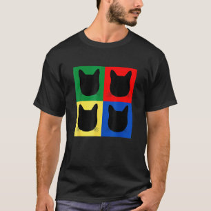 T-shirt Chat noir tête silhouette couleurs primaires Tabb
