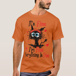 T-shirt Chat noir Valentine C'est bon Je vais bien tout