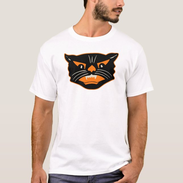 T-shirt Chat noir vintage de Halloween (Devant)
