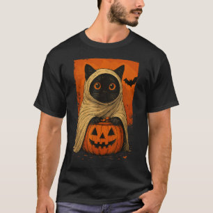 T-shirt Chat noir Vintage drôle Halloween Citrouille Éffra