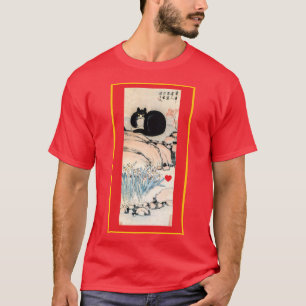 T-shirt Chat noir vintage et Narcissus Art par Zhu Ling