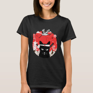 T-shirt Chat noir vintage japonais Samurai