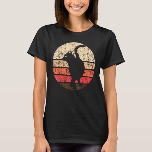 T-shirt Chat noir Vintage rétro (Devant)