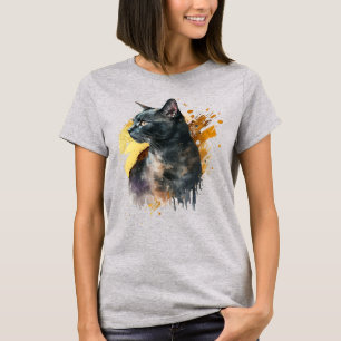 T-shirt Chat noir Watercolor