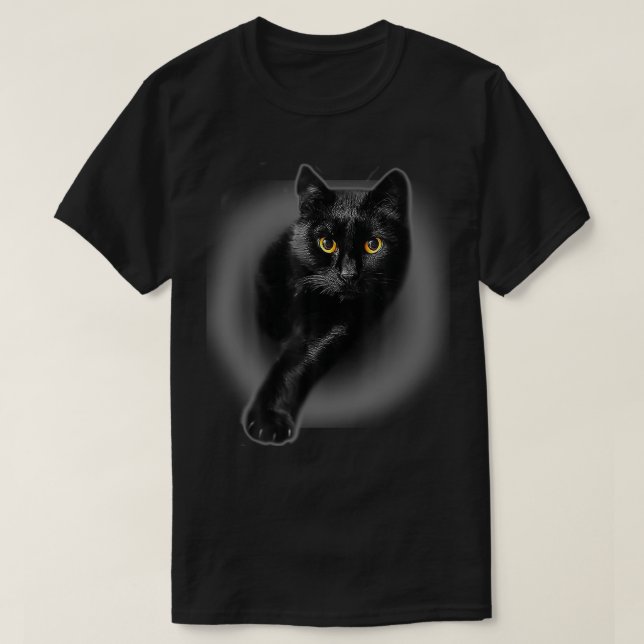 T-shirt Chat noir Yellow Eyes Chats Cadeaux (Design devant)