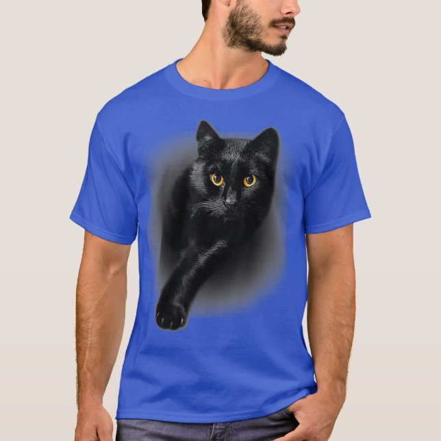 T-shirt Chat noir Yellow Eyes Chats Cadeaux Tee - shirts (Devant)