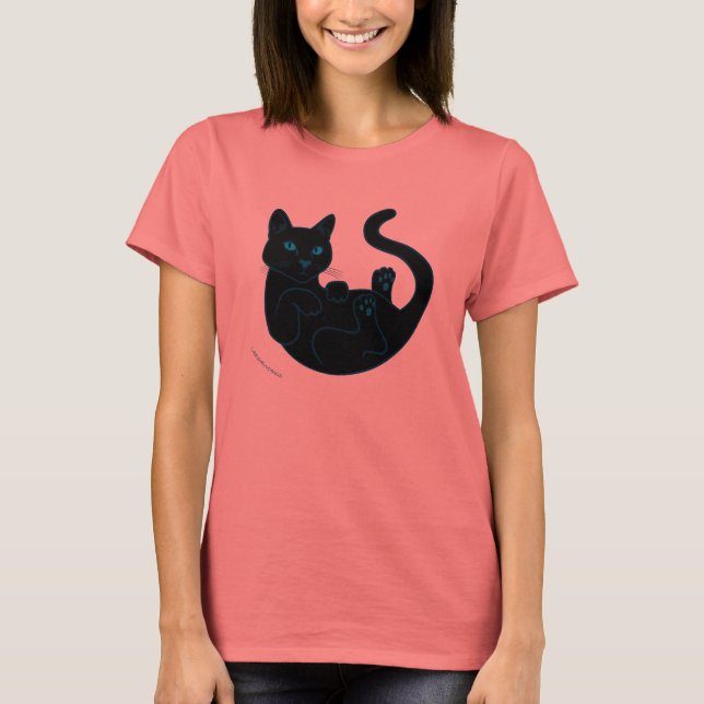 T-shirt Chat Noir, Yeux Bleus. (Devant)