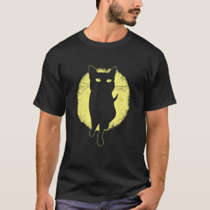 T-shirt Chat noir yeux jaunes silhouette