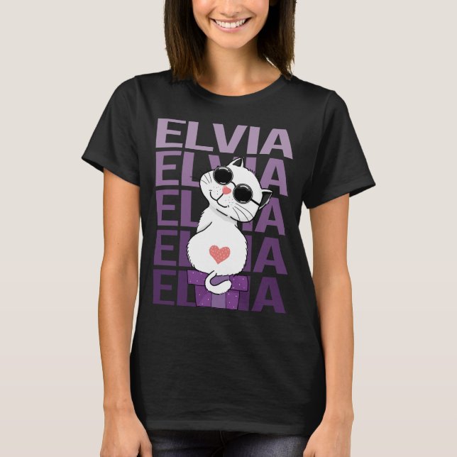 T-shirt Chat - Nom Elvia (Devant)