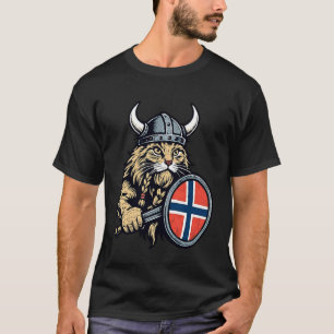 T-shirt Chat norvégien Viking Norvège Drapeau Nordique Myt