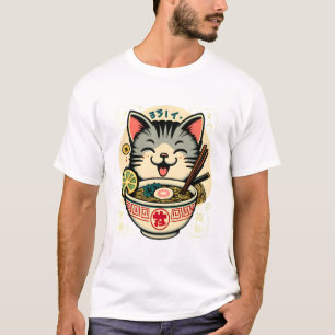 T-shirt Chat Nouille Anime Japonais ga Kawaii Chat