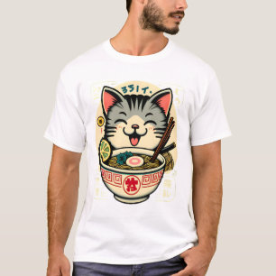 T-shirt Chat Nouille Anime Japonais ga Kawaii Chat
