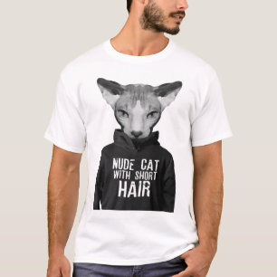 T-shirt chat nue poil ras fantaisie nue cat short hair cit
