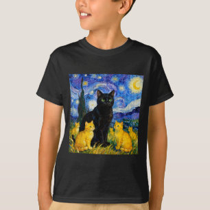 T-shirt Chat Nuit Étoilée Artistique Chat Noir & Chato