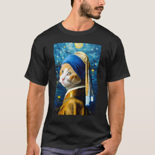 T-shirt Chat Nuit Étoilée, Chat Van Gogh, Amateur de Chat,