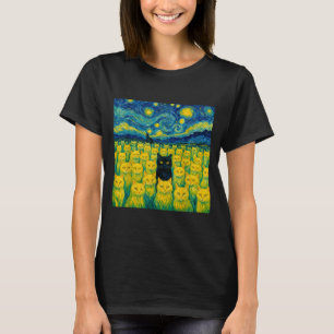 T-shirt Chat Nuit Étoilée Van Gogh Chat Pour Amateur de Ch