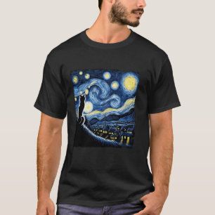 T-shirt Chat Nuit étoilée Van Gogh Chat pour amoureux des