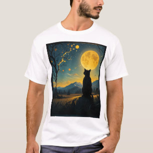 T-shirt Chat Nuit Étoilée Van Gogh Chat Pour Amoureux des