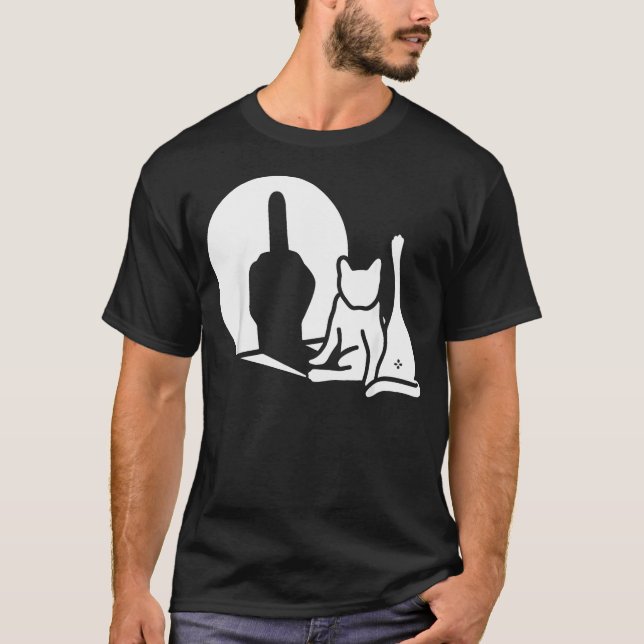 T-shirt Chat Ombre Drôle Doigt D'honneur (Devant)