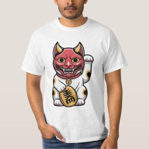 T-shirt Chat Oni Chat Mythique Japonais avec Masque Oni