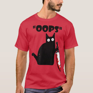 T-shirt Chat Oops Funky Chat Noir Meurtrier Chat Avec Cout