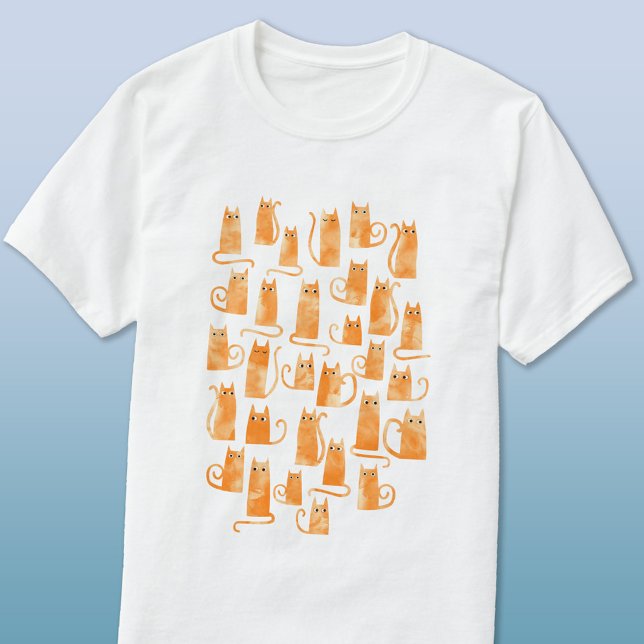 T-shirt Chat orange (Orange ginger cat watercolor t-shirt)