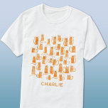 T-shirt Chat orange personnalisé<br><div class="desc">Joli petit chats au gingembre orange aquarelle, parfait pour les amoureux des animaux. Art original de Nic Squirrell. Modifiez le nom ou supprimez-le si vous préférez customiser.</div>